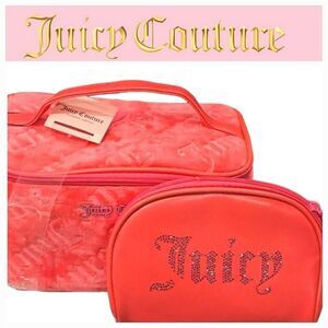 Juicy Couture Juicy Logo Velour Travel Cosmetic Bag Set